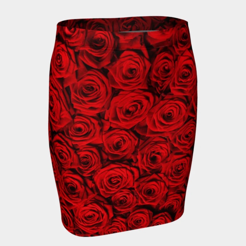 Rose bodycon spandex summer pencil or mini skirt, Sz M